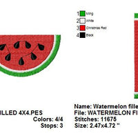 Watermelon Slice with fill Machine Embroidery Design - Embroidery Designs By AVI