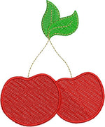 Cherries Cherry Fruit with fill Machine Embroidery Design - Embroidery Designs By AVI