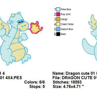 Cute Dragon Machine Embroidery Design - Embroidery Designs By AVI