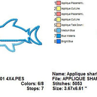 Shark Applique Machine Embroidery Design - Embroidery Designs By AVI
