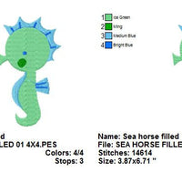 Seahorse Sea Horse Machine Embroidery Design - Embroidery Designs By AVI