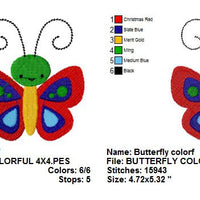 Cute Colorful Butterfly with fill Machine Embroidery Design - Embroidery Designs By AVI