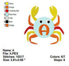 Colorful Crab Monogram Fonts Machine Embroidery Designs Set - Embroidery Designs By AVI