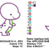 Dinosaur Baby Applique Machine Embroidery Design - Embroidery Designs By AVI
