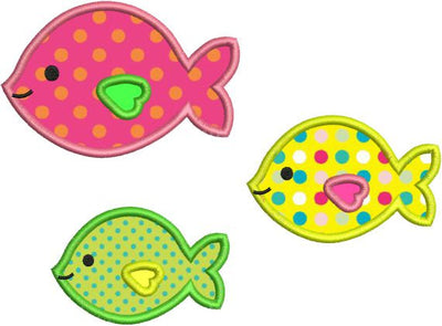 Cute Applique Fish Group Machine Embroidery Design - Embroidery Designs By AVI