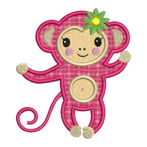 Monkey Girl Applique Machine Embroidery Design - Embroidery Designs By AVI