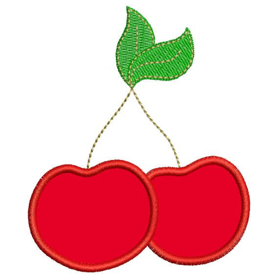 Applique Cherries Cherry Machine Embroidery Design - Embroidery Designs By AVI