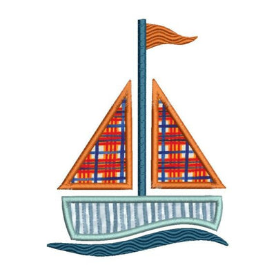 Applique Sail Boat Saiboat on Water Machine Embroidery Designs 4x4 & 5x7 Instant Download Sale