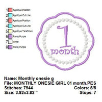 Applique Baby Girl Months Monthly Bodysuit Age Numbers Fonts Machine Embroidery Design Set - Embroidery Designs By AVI