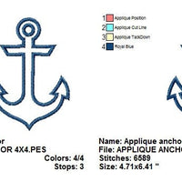Anchor Applique Machine Embroidery Designs 4x4 & 5x7 Instant Download Sale