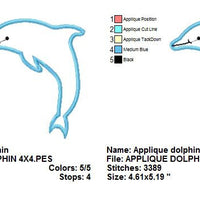 Applique Dolphin Fish Machine Embroidery Design - Embroidery Designs By AVI