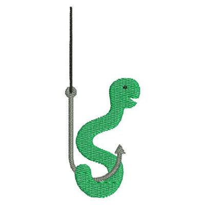 Worm on Fishing Hook Machine Embroidery Design - Embroidery Designs By AVI