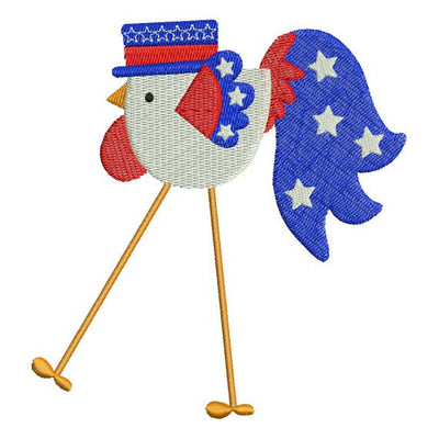 Patriotic Rooster July 4 th Machine Embroidery Design - Embroidery Designs By AVI
