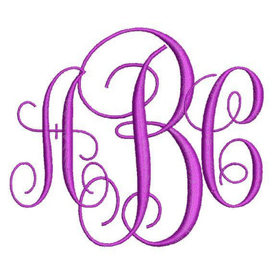 Intertwined Vine Fancy 3 Three Letter Machine Embroidery Monogram Fonts Designs Set - Embroidery Designs By AVI