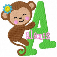 Monkey Girl Monogram Fonts Machine Embroidery Designs Set - Embroidery Designs By AVI