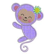 Applique Monkey Girl Zoo Jungle Machine Embroidery Design - Embroidery Designs By AVI