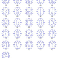Curly Single 1 Inital Letter Monogram Fonts Machine Embroidery Designs Set - Embroidery Designs By AVI