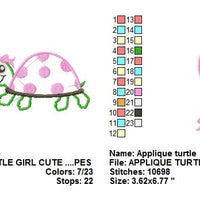 Turtle Girl Applique Machine Embroidery Design - Embroidery Designs By AVI