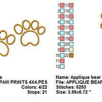 Animal Bear Paw Prints Applique Machine Embroidery Design - Embroidery Designs By AVI