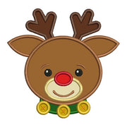 Applique Rudolph Red Nose Reindeer Christmas Machine Embroidery Design - Embroidery Designs By AVI