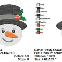 Frosty Snowman Snow Man Christmas Machine Embroidery Design - Embroidery Designs By AVI