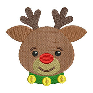 Rudolph Red Nosed Reindeer Christmas Machine Embroidery Design - Embroidery Designs By AVI