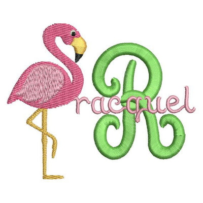 Flamingo Bird Monogram Fonts Machine Embroidery Designs Set - Embroidery Designs By AVI