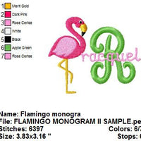 Flamingo Bird Monogram Fonts Machine Embroidery Designs Set - Embroidery Designs By AVI