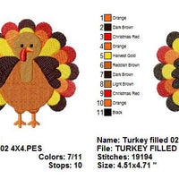 Cute Turkey Thanksgiving Fall Machine Embroidery Design - Embroidery Designs By AVI