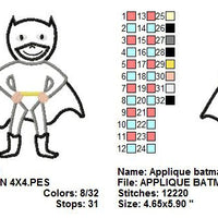 Applique Batman Super Hero Superhero Machine Embroidery Design - Embroidery Designs By AVI