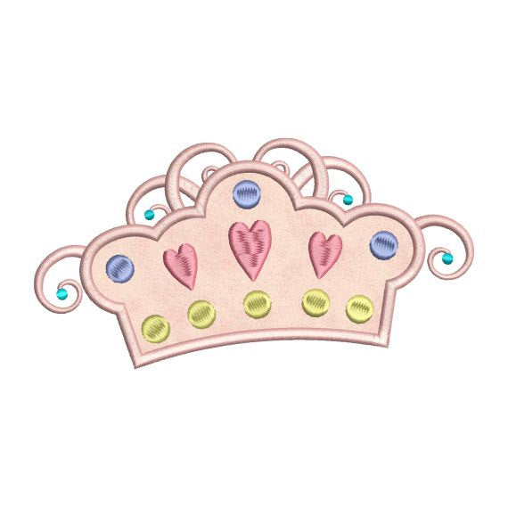 Princess Crown Applique Machine Embroidery Design - Embroidery Designs By AVI