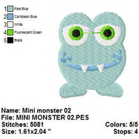 Cute Mini Little Monster II Filled Machine Embroidery Design - Embroidery Designs By AVI
