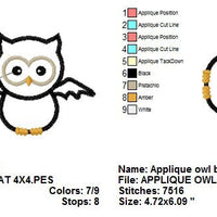Applique Halloween Owl Bat Machine Embroidery Design - Embroidery Designs By AVI