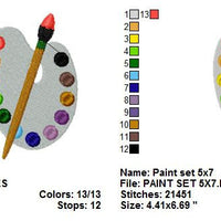 Paint Set Art Class Artist School Fall Teacher Embroidery Design - Embroidery Designs By AVI