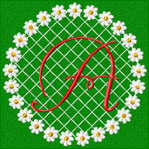 Daisy Lace Flower Circle Single 1 Inital Letter Monogram Fonts Set - Embroidery Designs By AVI