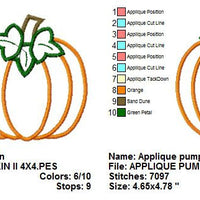 Applique Pumpkin II Fall Autumn Halloween Embroidery Design - Embroidery Designs By AVI