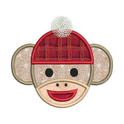 Sock Monkey Face Applique Embroidery Design - Embroidery Designs By AVI