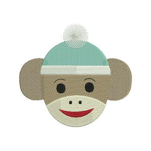 Sock Monkey Face Embroidery Design - Embroidery Designs By AVI