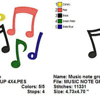 Music Note Group Machine Embroidery Design - Embroidery Designs By AVI