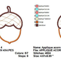 Acorn Applique Machine Embroidery Design - Embroidery Designs By AVI