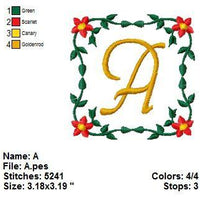 Flower Vine Monogram Fonts Alphabet Machine Embroidery Designs Set - Embroidery Designs By AVI
