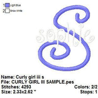 Curly Girl Satin Machine Embroidery Monogram Fonts Designs Set - Embroidery Designs By AVI