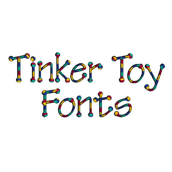 Tinker Toy Child Alphabet Monogram Fonts and Numbers Machine Embroidery Designs Set - 3 Sizes Included - Embroidery Designs By AVI