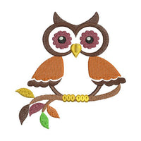 Owl on Branch II Fall Autumn Thanksgiving Colors Machine Embroidery Design - Embroidery Designs By AVI