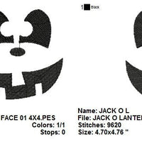 Happy Jack O Lantern Pumpkin Face I Halloween Embroidery Designs 4X4 and 5X7 Included - Instant Download Sale