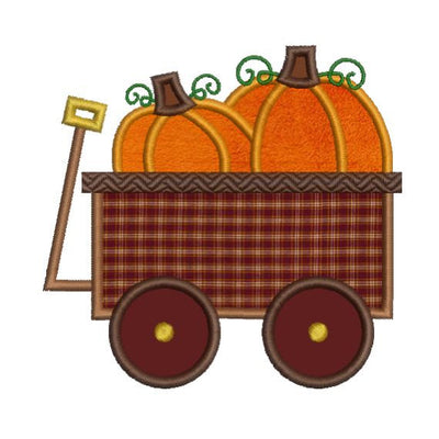 Pumpkin Wagon Autumn Thanksgiving Halloween Applique Embroidery Design - Embroidery Designs By AVI