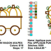 Pumpkin Wagon Autumn Thanksgiving Halloween Applique Embroidery Design - Embroidery Designs By AVI