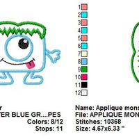 Cute Little Halloween Monster Cyclops II Applique Machine Embroidery Design - Embroidery Designs By AVI