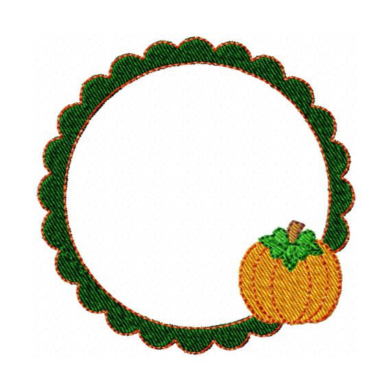 Pumpkin Scallop Frame Monogram Font Machine Embroidery Design - Embroidery Designs By AVI