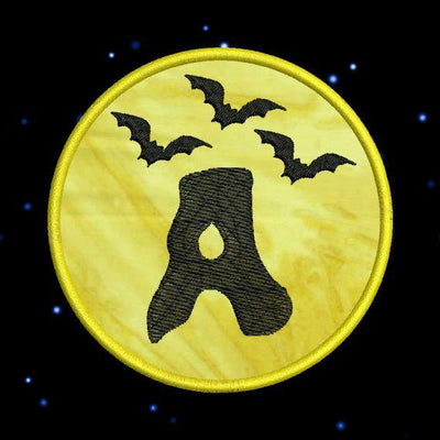 Applique Halloween Moon Bats Monogram Fonts Machine Embroidery Design Set - Embroidery Designs By AVI